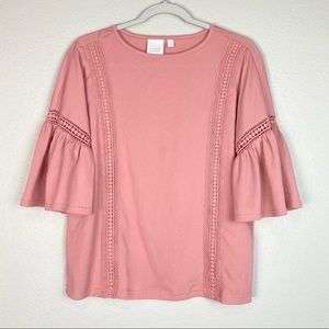LAUREN CONRAD Bell Sleeve Boho Top Small S